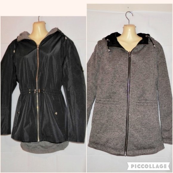 Reversible Dressbarn XL Parka Jacket Black Gray - Picture 1 of 10